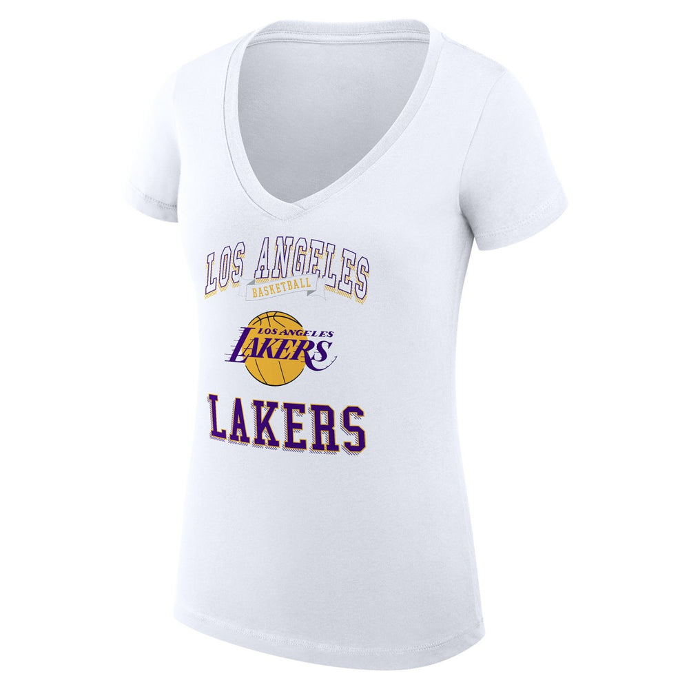 Los Angeles Lakers G-III 4Her by Carl Banks Women's Super-Slim Fit Lightweight Team Logo V-Neck T-Shirt - White sale