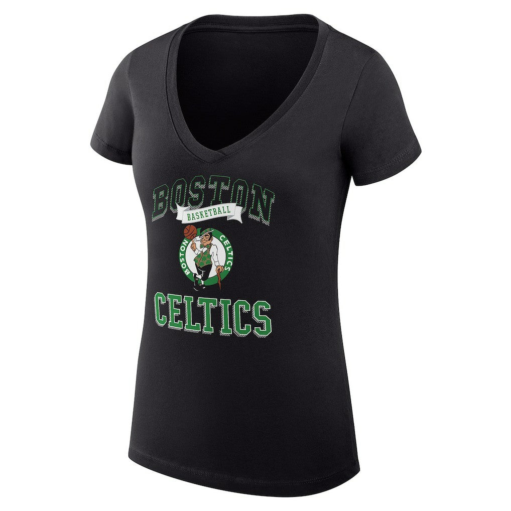Boston Celtics G-III 4Her by Carl Banks Women's Super-Slim Fit Lightweight Team Logo V-Neck T-Shirt - Black on sale