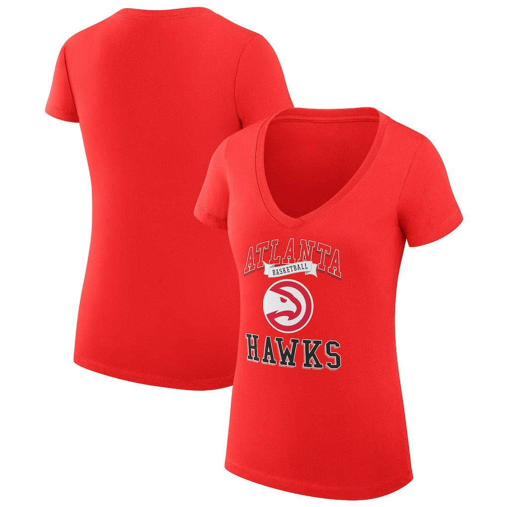 Atlanta Hawks G-III 4Her by Carl Banks Women's Super-Slim Fit Lightweight Team Logo V-Neck T-Shirt - Red outlet