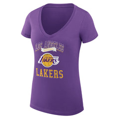 Los Angeles Lakers G-III 4Her by Carl Banks Women's Super-Slim Fit Lightweight Team Logo V-Neck T-Shirt - Purple for sale
