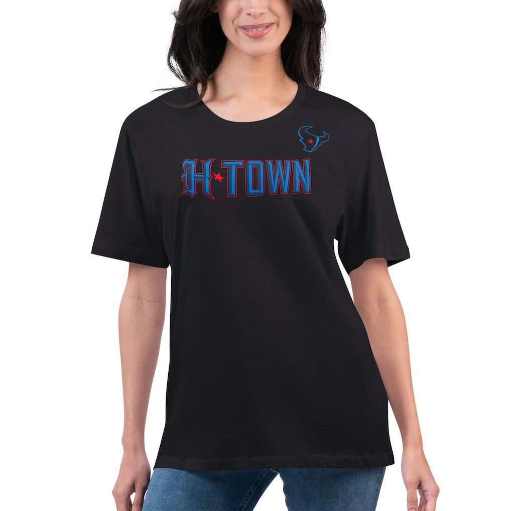 Houston Texans G-III 4Her by Carl Banks Women's Super-Slim Fit Lightweight H-Town T-Shirt - Black on sale