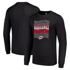 Carolina Hurricanes Starter Four Team Name Logo Long Sleeve Graphic T-Shirt - Black T-shirts