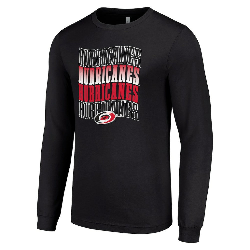 Carolina Hurricanes Starter Four Team Name Logo Long Sleeve Graphic T-Shirt - Black T-shirts