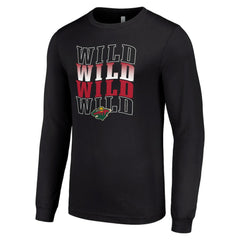 Minnesota Wild Starter Four Team Name Logo Long Sleeve Graphic T-Shirt - Black T-shirts
