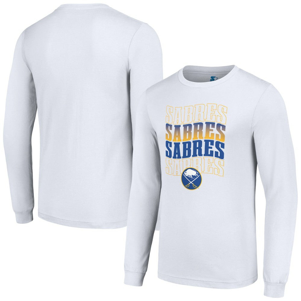 Buffalo Sabres Starter Four Team Name Logo Long Sleeve Graphic T-Shirt - White T-shirts