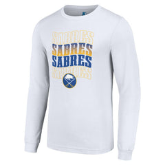 Buffalo Sabres Starter Four Team Name Logo Long Sleeve Graphic T-Shirt - White T-shirts