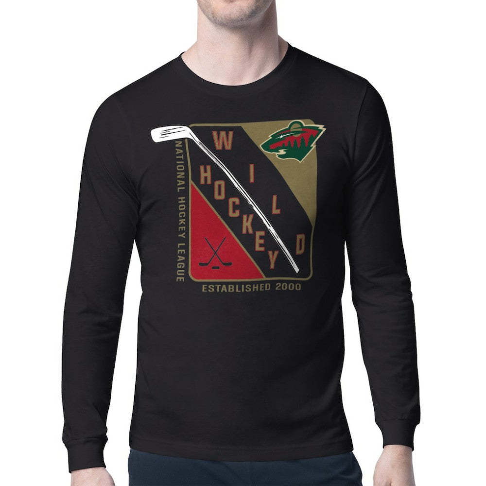 Minnesota Wild Starter Shield Long Sleeve Graphic T-Shirt - Black T-shirts