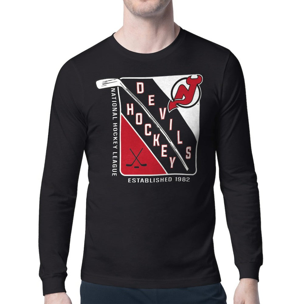 New Jersey Devils Starter Shield Long Sleeve Graphic T-Shirt - Black T-shirts