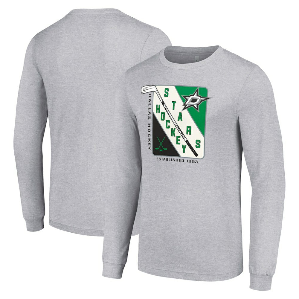 Dallas Stars Starter Shield Long Sleeve Graphic T-Shirt - Heather Gray T-shirts