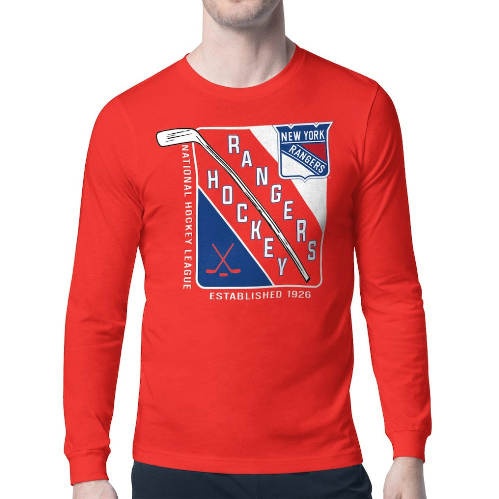 New York Rangers Starter Shield Long Sleeve Graphic T-Shirt - Red T-shirts