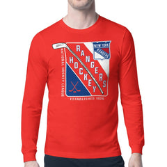 New York Rangers Starter Shield Long Sleeve Graphic T-Shirt - Red T-shirts