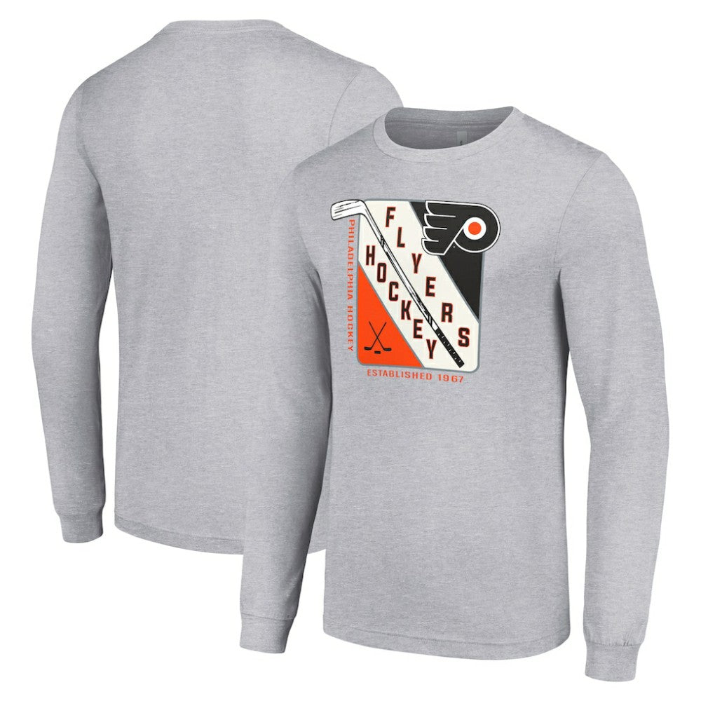 Philadelphia Flyers Starter Shield Long Sleeve Graphic T-Shirt - Heather Gray T-shirts