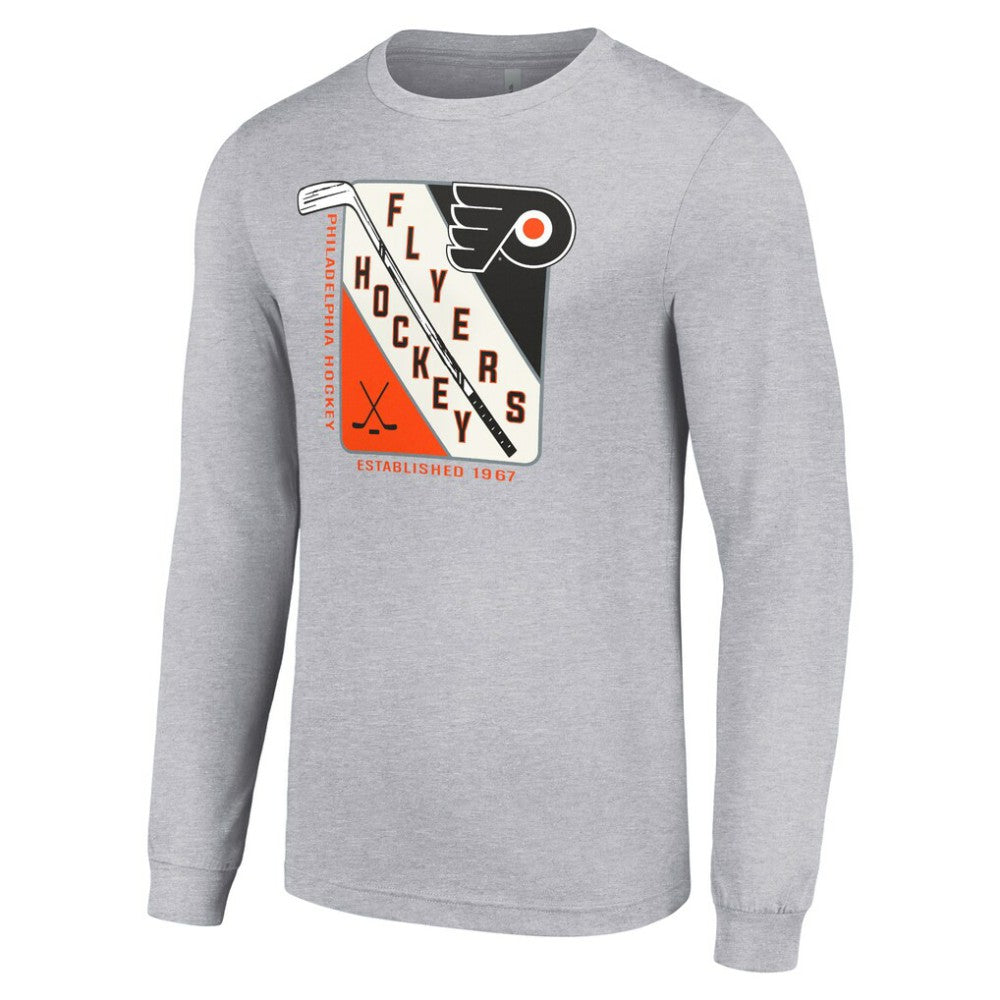 Philadelphia Flyers Starter Shield Long Sleeve Graphic T-Shirt - Heather Gray T-shirts