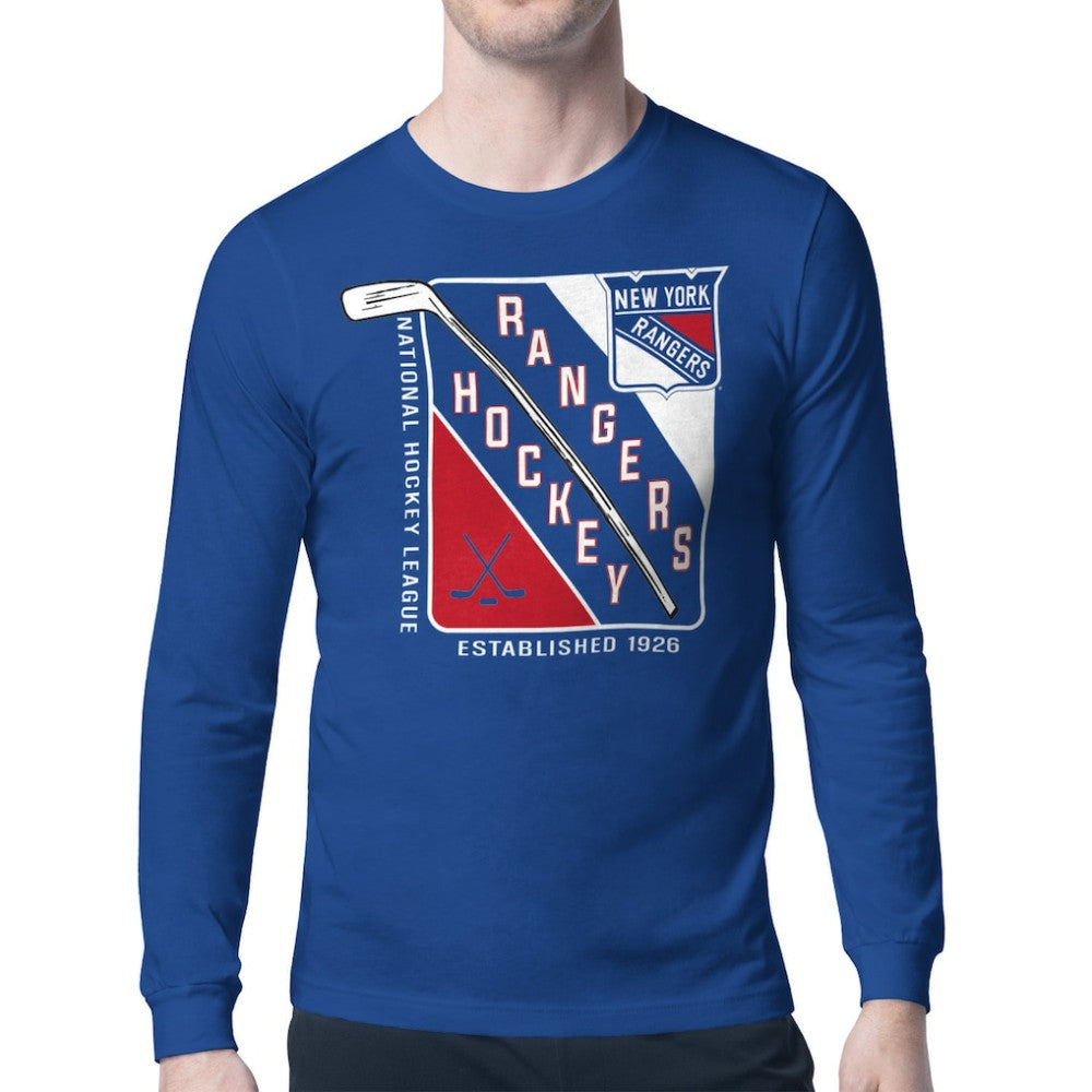 New York Rangers Starter Shield Long Sleeve Graphic T-Shirt - Blue T-shirts