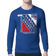 New York Rangers Starter Shield Long Sleeve Graphic T-Shirt - Blue T-shirts