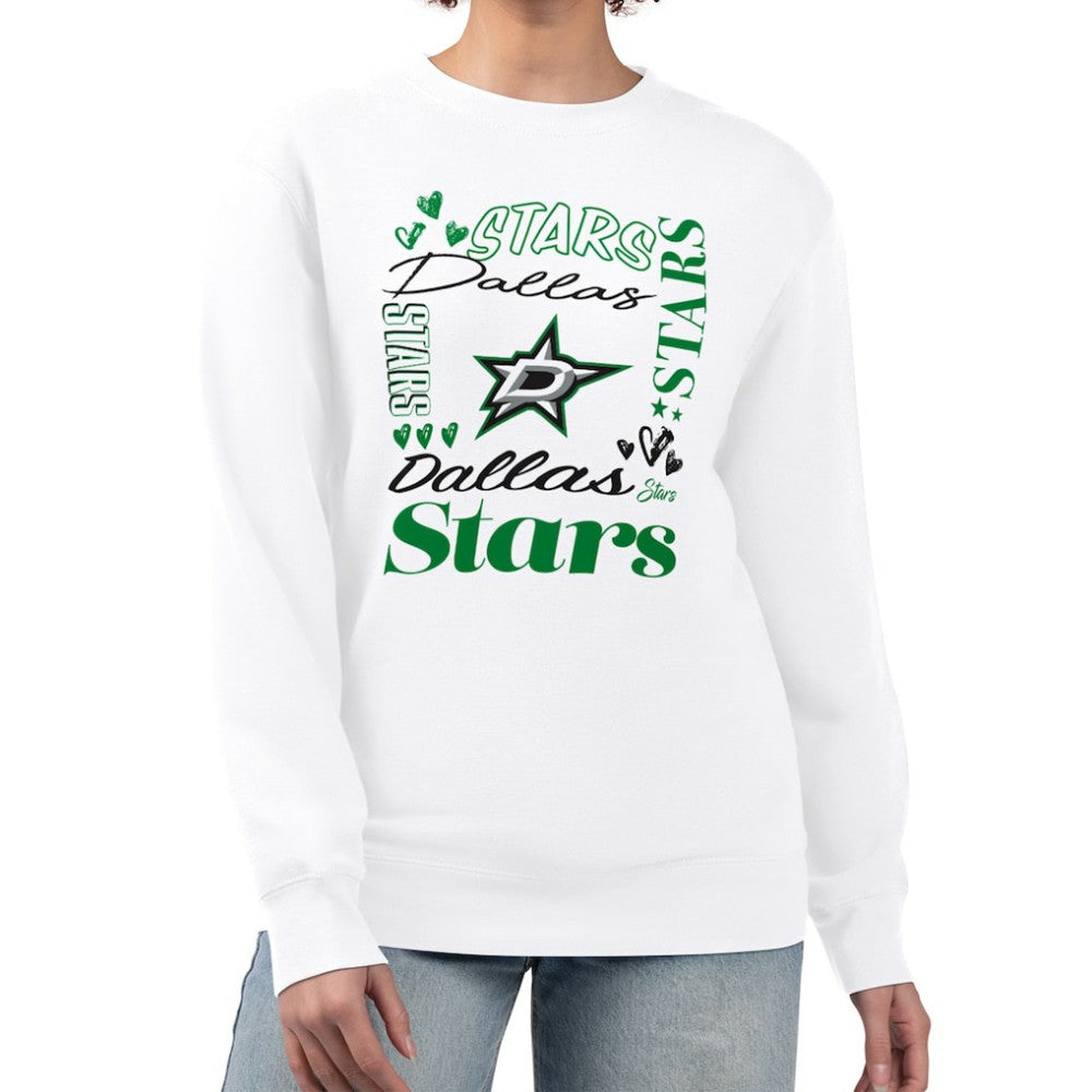 Dallas Stars G-III 4Her by Carl Banks Women's Collage Graphic Fleece Long Sleeve Pullover Sweatshirt - White Sweatshirts