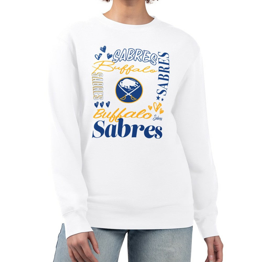 Buffalo Sabres G-III 4Her by Carl Banks Women's Collage Graphic Fleece Long Sleeve Pullover Sweatshirt - White Sweatshirts