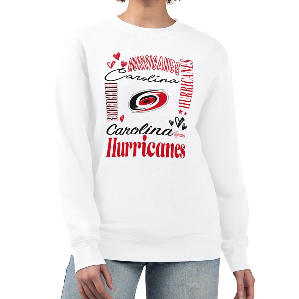 Carolina Hurricanes G-III 4Her by Carl Banks Women's Collage Graphic Fleece Long Sleeve Pullover Sweatshirt - White Sweatshirts