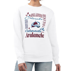 Colorado Avalanche G-III 4Her by Carl Banks Women's Collage Graphic Fleece Long Sleeve Pullover Sweatshirt - White Sweatshirts