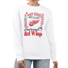 Detroit Red Wings G-III 4Her by Carl Banks Women's Collage Graphic Fleece Long Sleeve Pullover Sweatshirt - White Sweatshirts