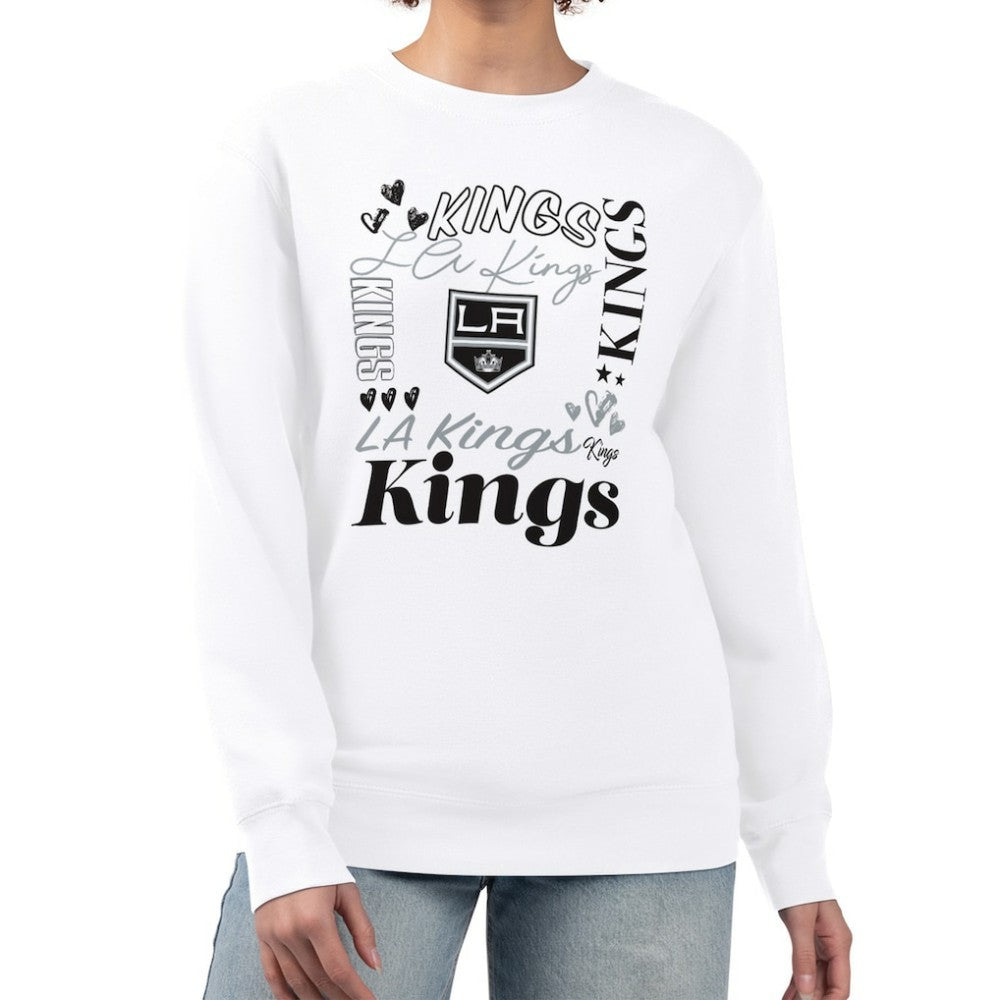 Los Angeles Kings G-III 4Her by Carl Banks Women's Collage Graphic Fleece Long Sleeve Pullover Sweatshirt - White Sweatshirts