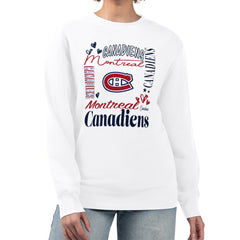 Montreal Canadiens G-III 4Her by Carl Banks Women's Collage Graphic Fleece Long Sleeve Pullover Sweatshirt - White Sweatshirts