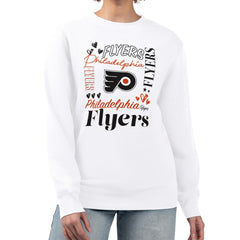 Philadelphia Flyers G-III 4Her by Carl Banks Women's Collage Graphic Fleece Long Sleeve Pullover Sweatshirt - White Sweatshirts