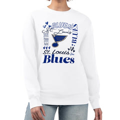 St. Louis Blues G-III 4Her by Carl Banks Women's Collage Graphic Fleece Long Sleeve Pullover Sweatshirt - White Sweatshirts
