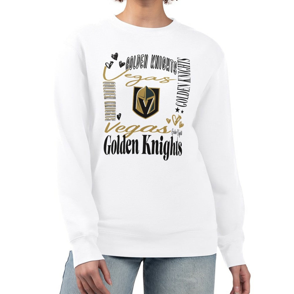 Vegas Golden Knights G-III 4Her by Carl Banks Women's Collage Graphic Fleece Long Sleeve Pullover Sweatshirt - White Sweatshirts