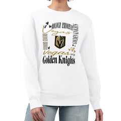 Vegas Golden Knights G-III 4Her by Carl Banks Women's Collage Graphic Fleece Long Sleeve Pullover Sweatshirt - White Sweatshirts