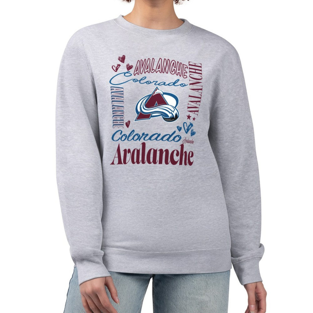 Colorado Avalanche G-III 4Her by Carl Banks Women's Collage Graphic Fleece Long Sleeve Pullover Sweatshirt - Heather Gray Sweatshirts