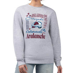 Colorado Avalanche G-III 4Her by Carl Banks Women's Collage Graphic Fleece Long Sleeve Pullover Sweatshirt - Heather Gray Sweatshirts
