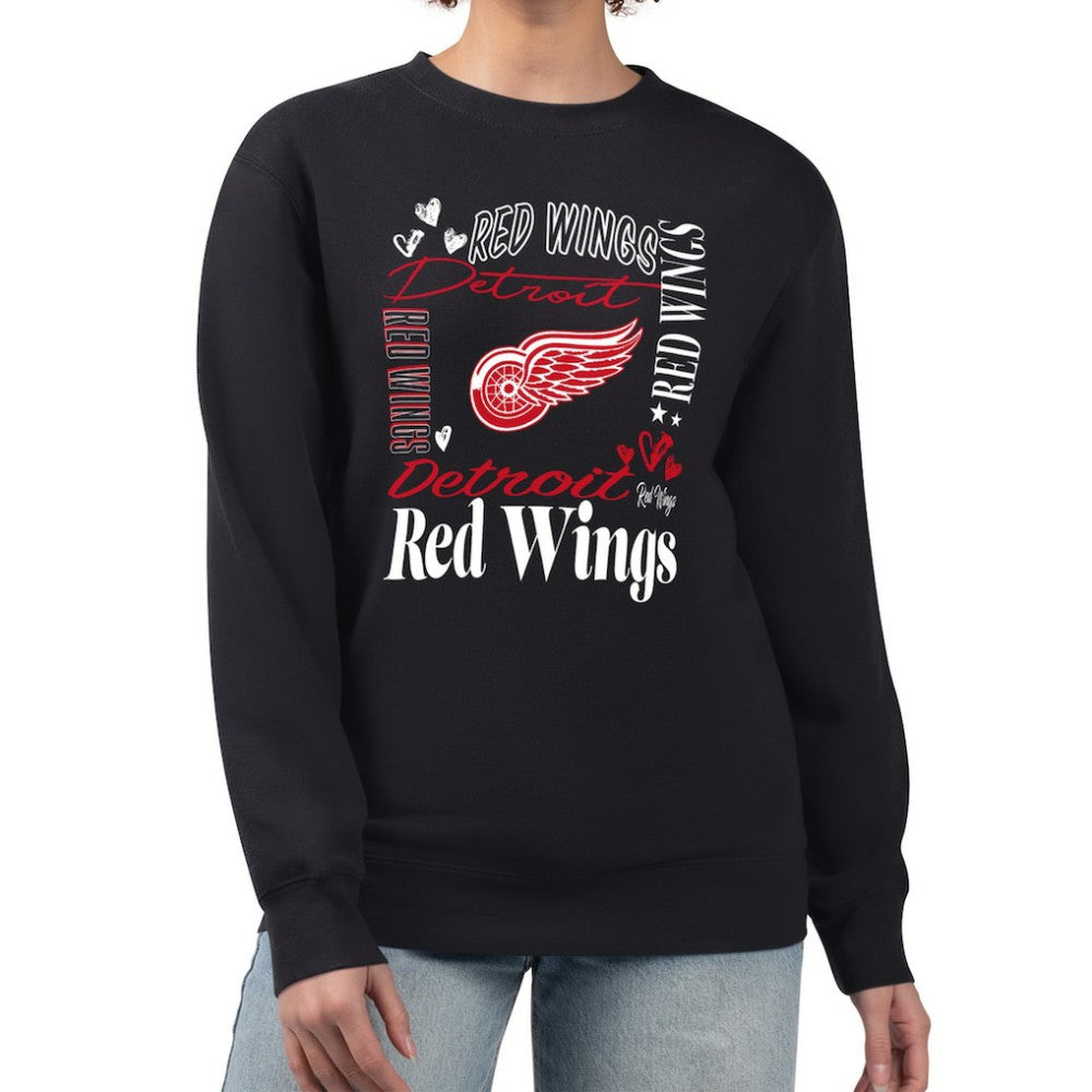 Detroit Red Wings G-III 4Her by Carl Banks Women's Collage Graphic Fleece Long Sleeve Pullover Sweatshirt - Black Sweatshirts