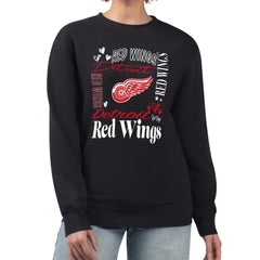 Detroit Red Wings G-III 4Her by Carl Banks Women's Collage Graphic Fleece Long Sleeve Pullover Sweatshirt - Black Sweatshirts