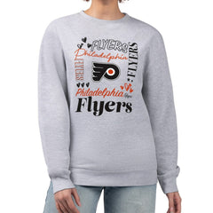 Philadelphia Flyers G-III 4Her by Carl Banks Women's Collage Graphic Fleece Long Sleeve Pullover Sweatshirt - Heather Gray Sweatshirts