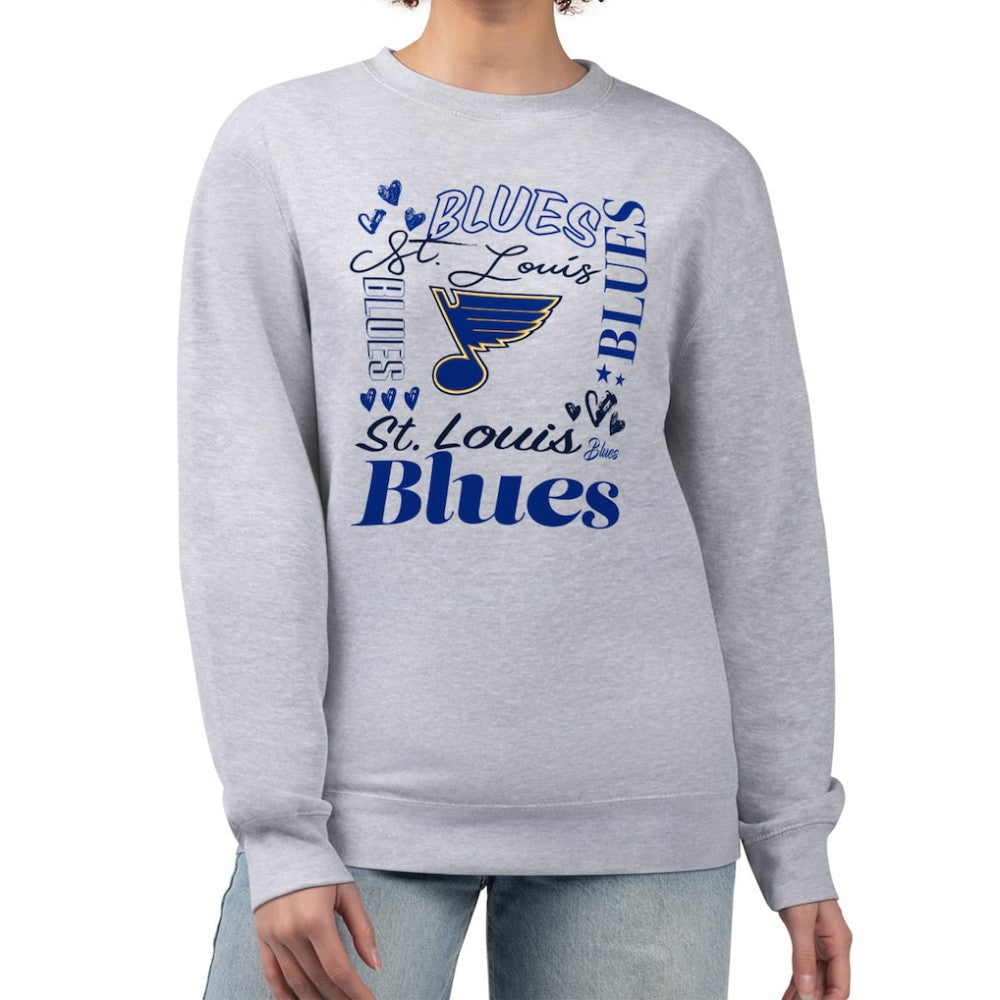 St. Louis Blues G-III 4Her by Carl Banks Women's Collage Graphic Fleece Long Sleeve Pullover Sweatshirt - Heather Gray Sweatshirts