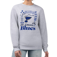 St. Louis Blues G-III 4Her by Carl Banks Women's Collage Graphic Fleece Long Sleeve Pullover Sweatshirt - Heather Gray Sweatshirts