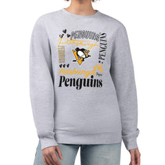 Pittsburgh Penguins G-III 4Her by Carl Banks Women's Collage Graphic Fleece Long Sleeve Pullover Sweatshirt - Heather Gray Sweatshirts