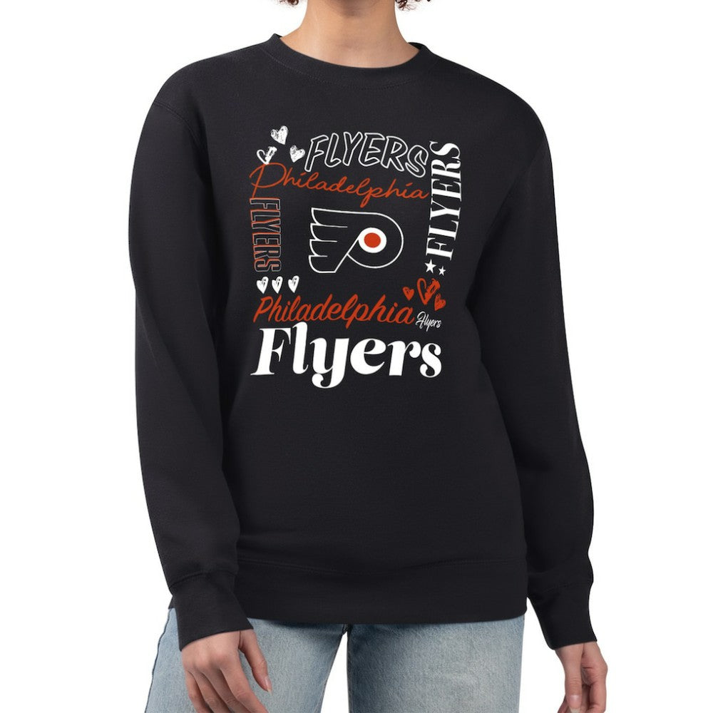 Philadelphia Flyers G-III 4Her by Carl Banks Women's Collage Graphic Fleece Long Sleeve Pullover Sweatshirt - Black Sweatshirts