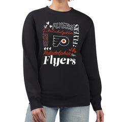 Philadelphia Flyers G-III 4Her by Carl Banks Women's Collage Graphic Fleece Long Sleeve Pullover Sweatshirt - Black Sweatshirts