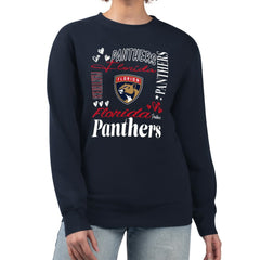 Florida Panthers G-III 4Her by Carl Banks Women's Collage Graphic Fleece Long Sleeve Pullover Sweatshirt - Navy Sweatshirts