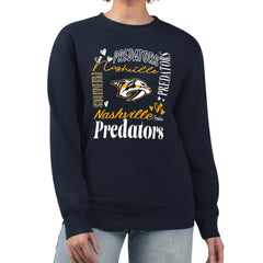 Nashville Predators G-III 4Her by Carl Banks Women's Collage Graphic Fleece Long Sleeve Pullover Sweatshirt - Navy Sweatshirts