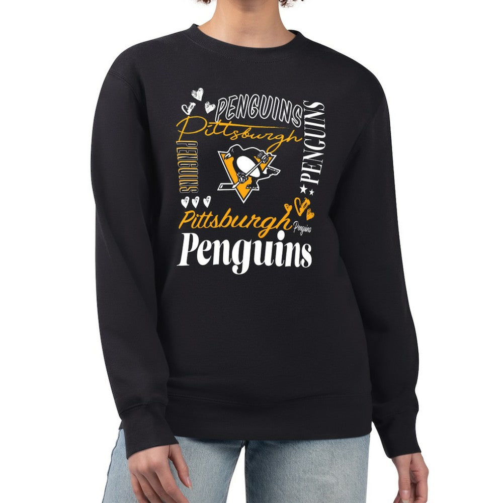 Pittsburgh Penguins G-III 4Her by Carl Banks Women's Collage Graphic Fleece Long Sleeve Pullover Sweatshirt - Black Sweatshirts