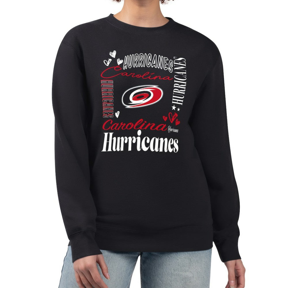 Carolina Hurricanes G-III 4Her by Carl Banks Women's Collage Graphic Fleece Long Sleeve Pullover Sweatshirt - Black Sweatshirts