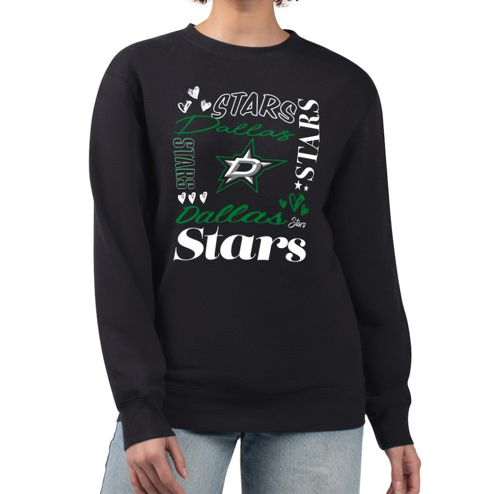 Dallas Stars G-III 4Her by Carl Banks Women's Collage Graphic Fleece Long Sleeve Pullover Sweatshirt - Black Sweatshirts