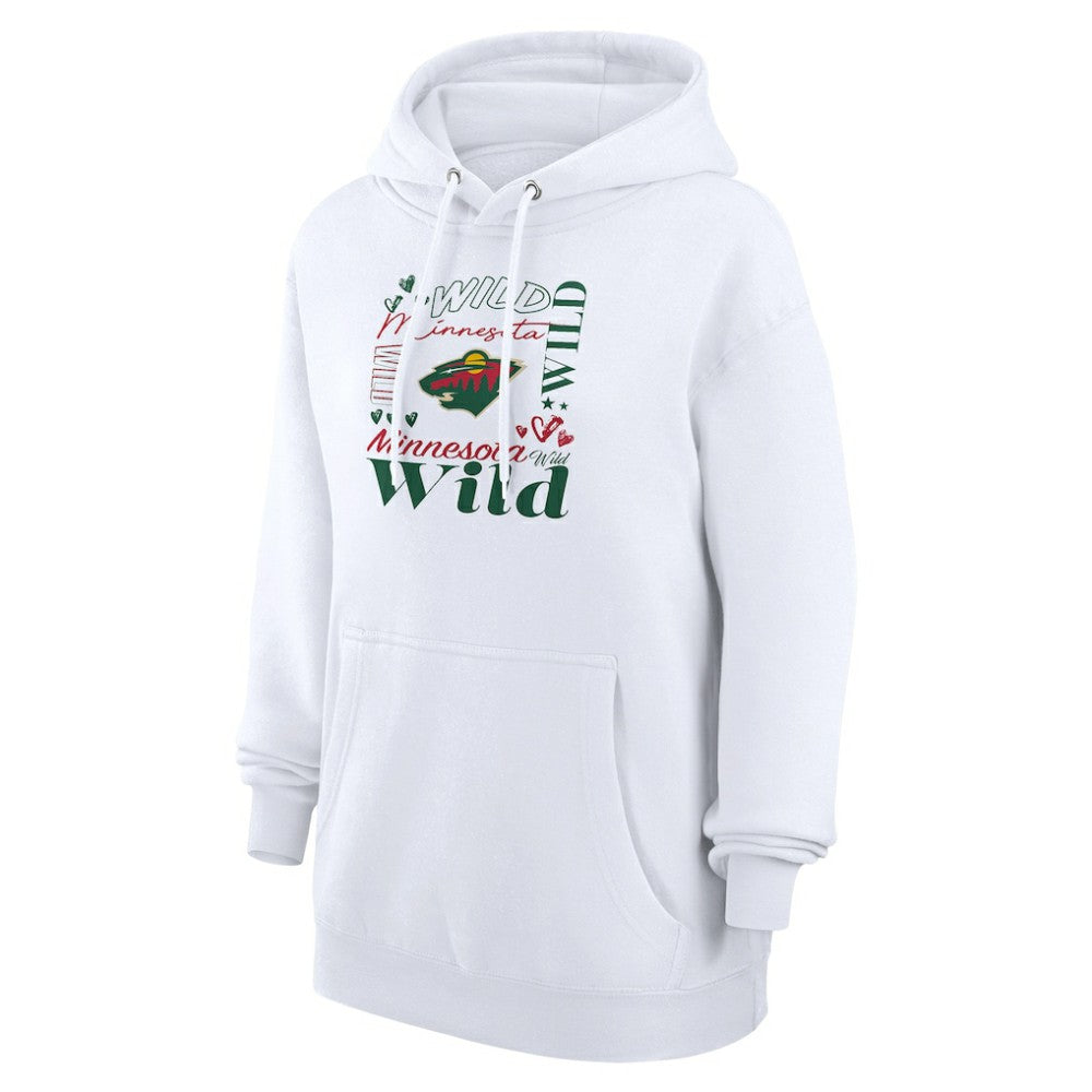 Minnesota Wild G-III 4Her by Carl Banks Women's Collage Team Graphic Tri-Blend Fleece Pullover Hoodie - White Hoodies
