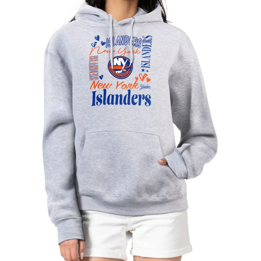 New York Islanders G-III 4Her by Carl Banks Women's Collage Team Graphic Fleece Pullover Hoodie - Heather Gray Hoodies