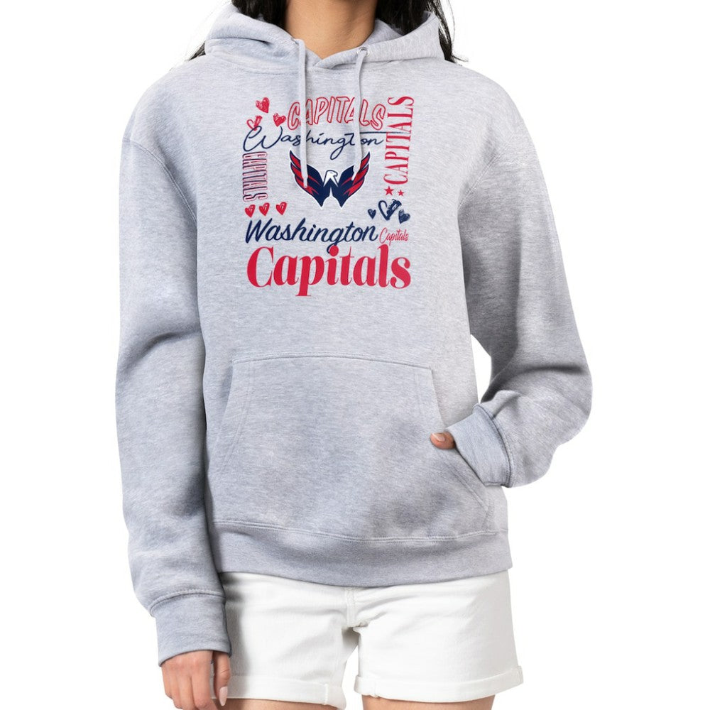 Washington Capitals G-III 4Her by Carl Banks Women's Collage Team Graphic Fleece Pullover Hoodie - Heather Gray Hoodies
