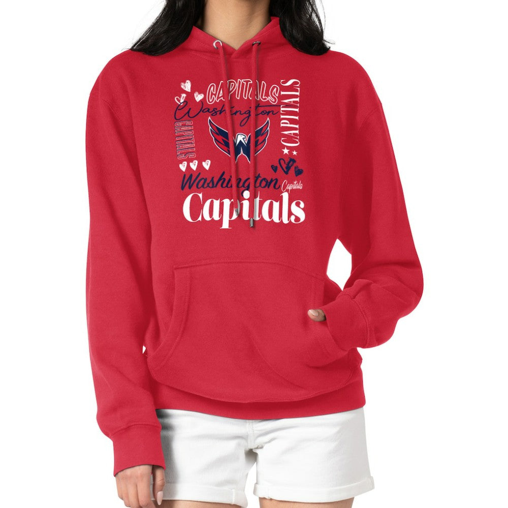 Washington Capitals G-III 4Her by Carl Banks Women's Collage Team Graphic Tri-Blend Fleece Pullover Hoodie - Red Hoodies