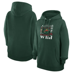 Minnesota Wild G-III 4Her by Carl Banks Women's Collage Team Graphic Tri-Blend Fleece Pullover Hoodie - Olive Hoodies